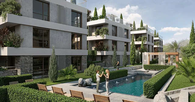 New luxury complex with pool in Tivat near the sea 